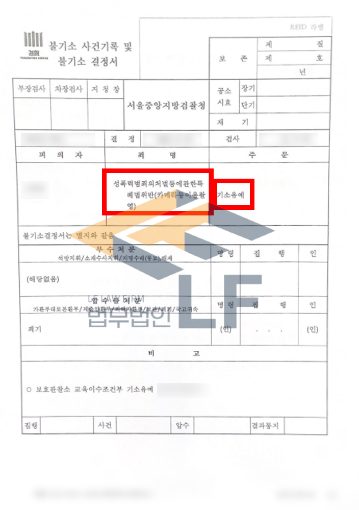 지하철역에서 자고 있는 피해자의 치마 속을 촬영한 사건 기소유예처분 변호사 사진