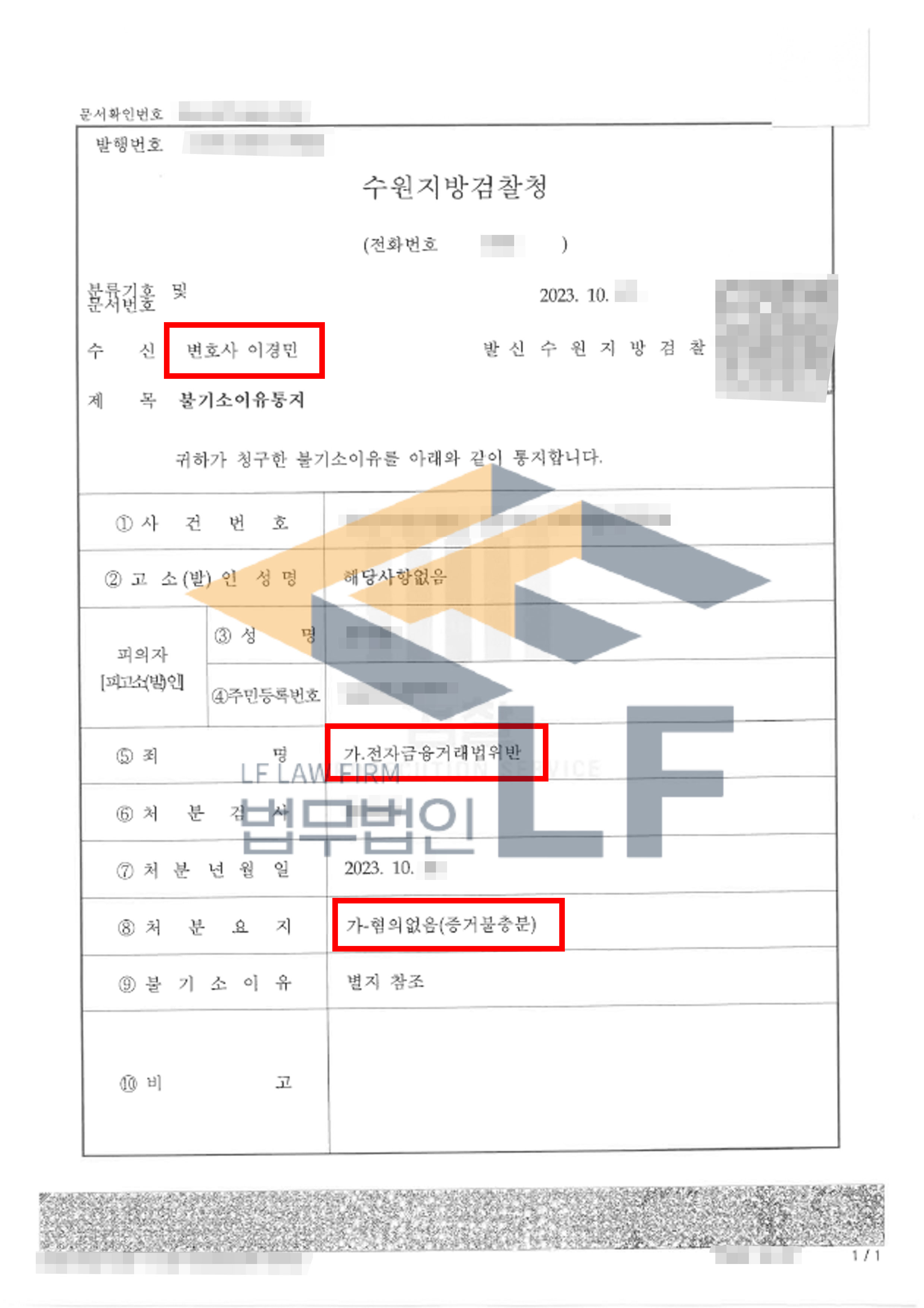 인터넷뱅킹을 사용할 수 있도록 접근매체를 양도한 사실로 조사 받게 된 사건에서 혐의없음 처분 변호사 사진