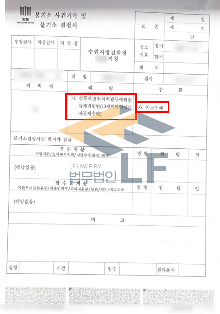 미성년자 피해자의 엉덩이를 만지고 입을 맞춘 강제추행 사건 교육이수조건부 기소유예처분 변호사 사진