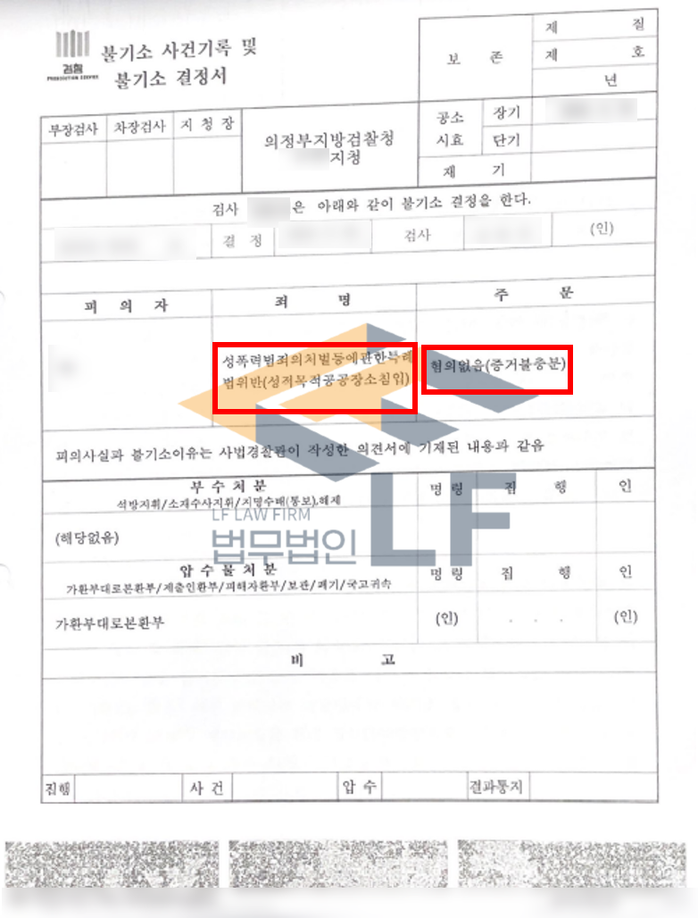 성적 욕망을 만족시킬 목적으로 여자화장실에 침입한 후 도망갔다는 사건 혐의없음사례 변호사 사진