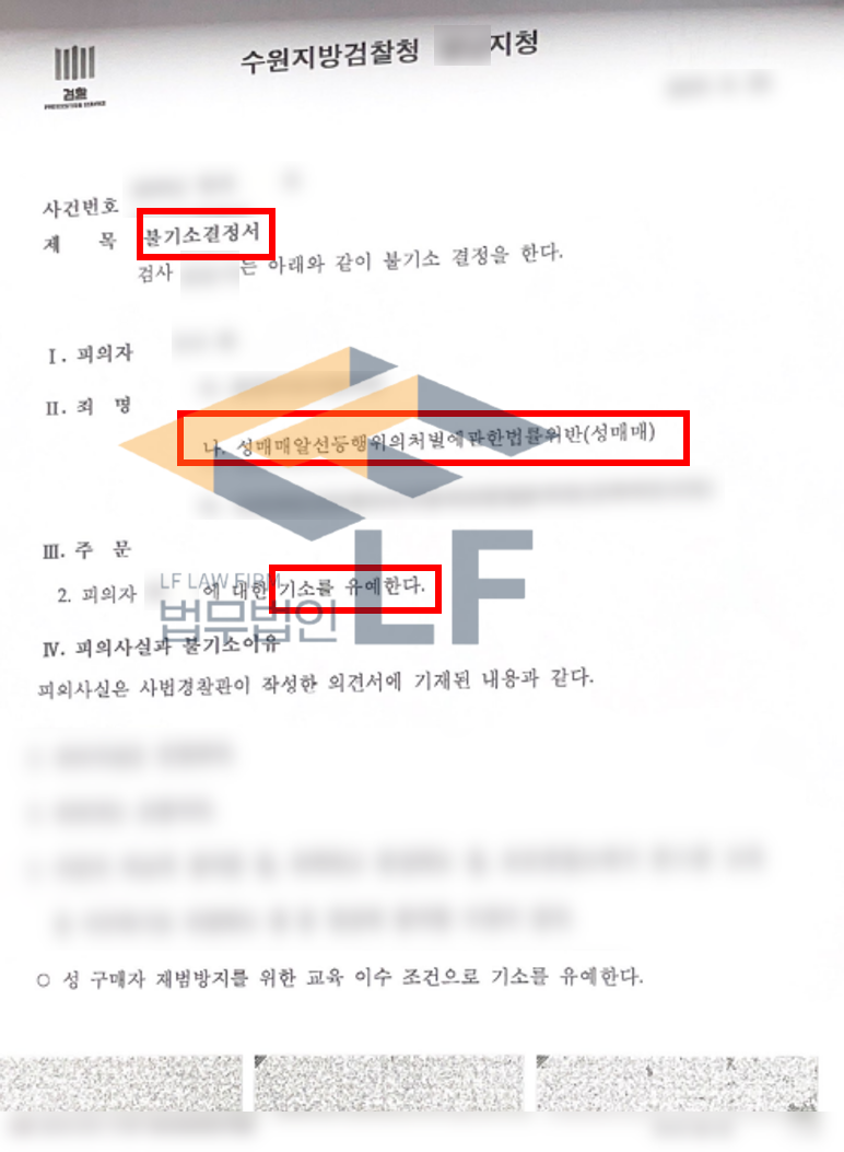 성매수를 두 차례 진행하다 적발된 사건 기소유예사례 변호사 사진