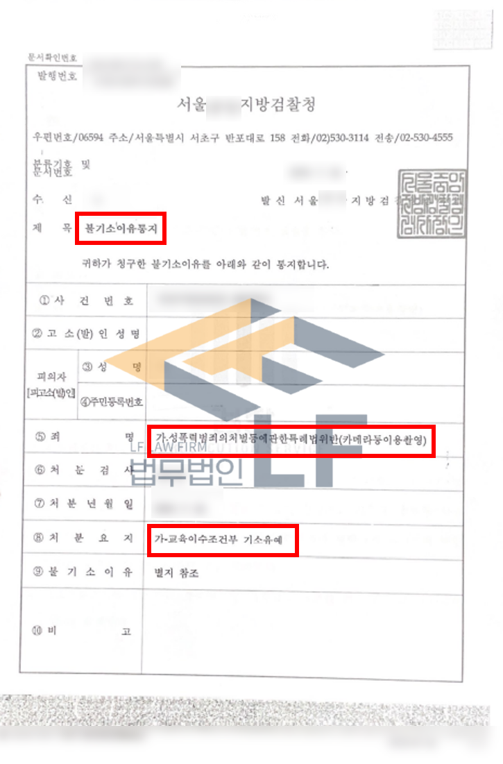 술에 취해 잠이든 피해자의 가슴과 배를 촬영한 카메라등이용촬영죄 기소유예처분 변호사 사진