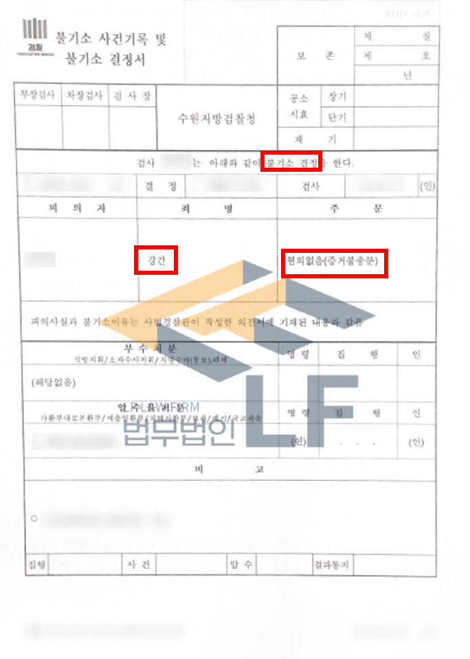 모텔에서 피해자를 제압한 뒤 간음한 강간죄 혐의 혐의없음 처분 사례 변호사 사진