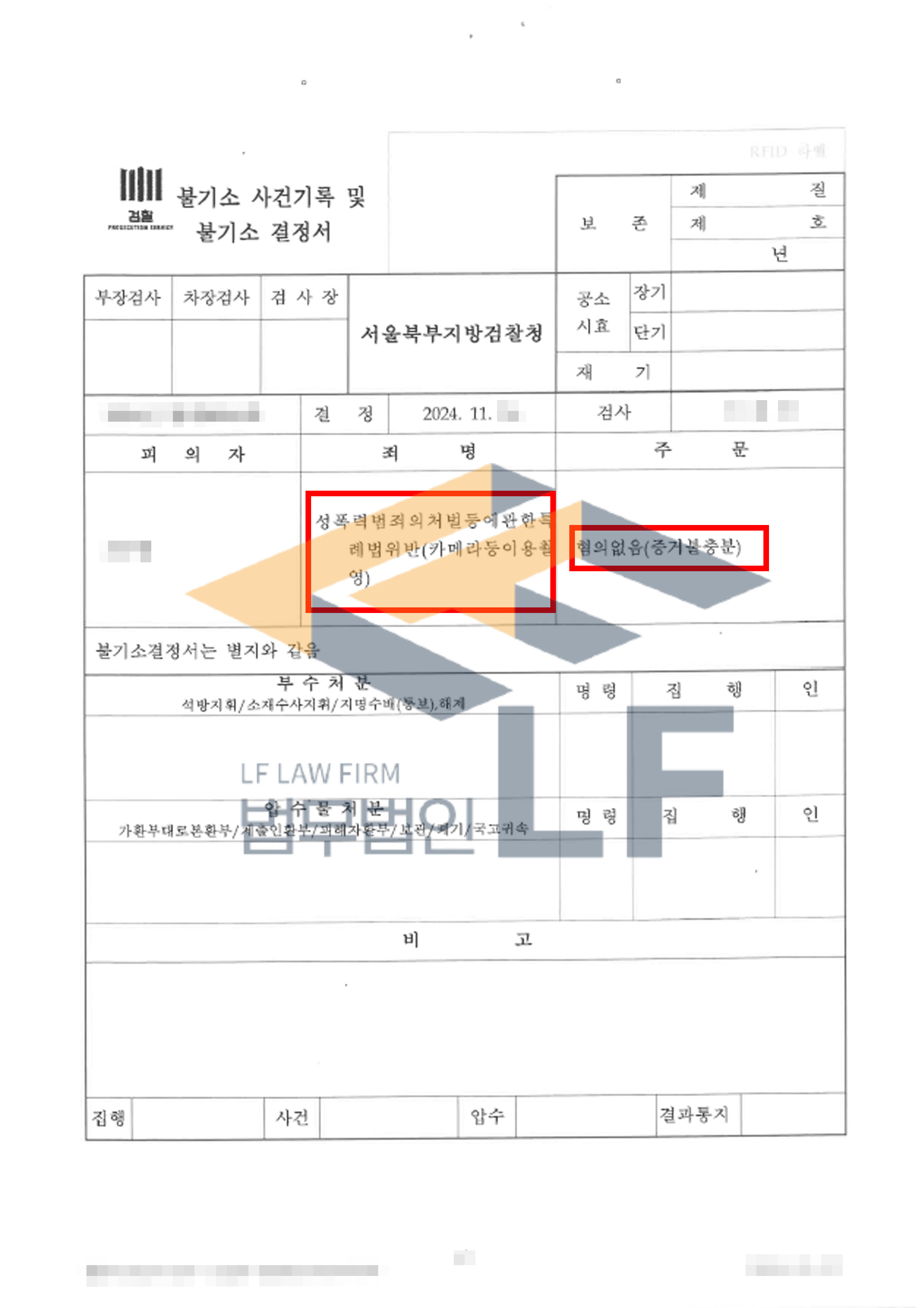 성명불상의 여성이 가슴을 드러낸 채 자는 모습을 2회에 걸쳐 불법촬영한 사건에서 혐의없음 처분 사례 변호사 사진