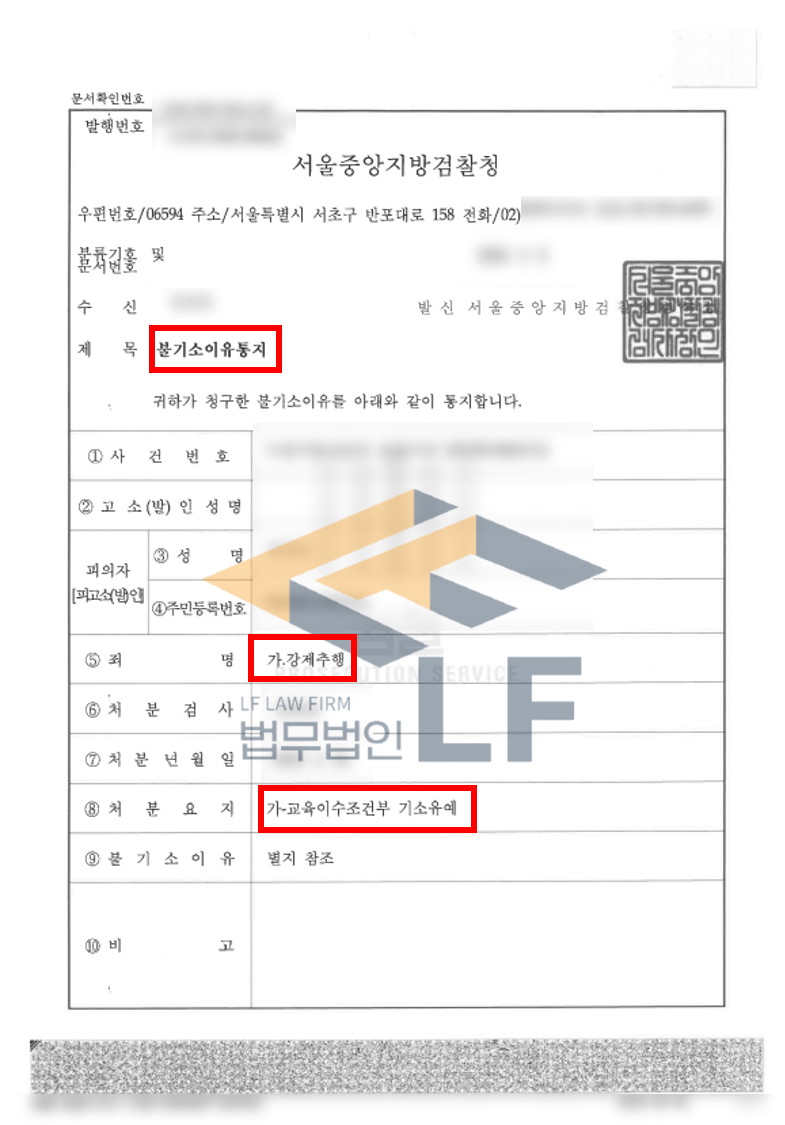 지나가는 행인의 가슴을 친 강제추행 교육이수조건부 기소유예처분사례 변호사 사진