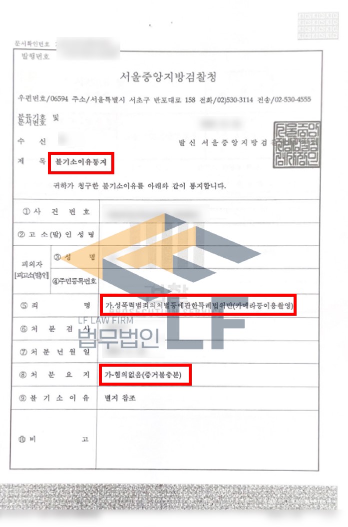 지하철 승강장에서 피해자의 의사에 반해 사진을 촬영한 카메라등이용촬영죄 혐의없음 처분 변호사 사진