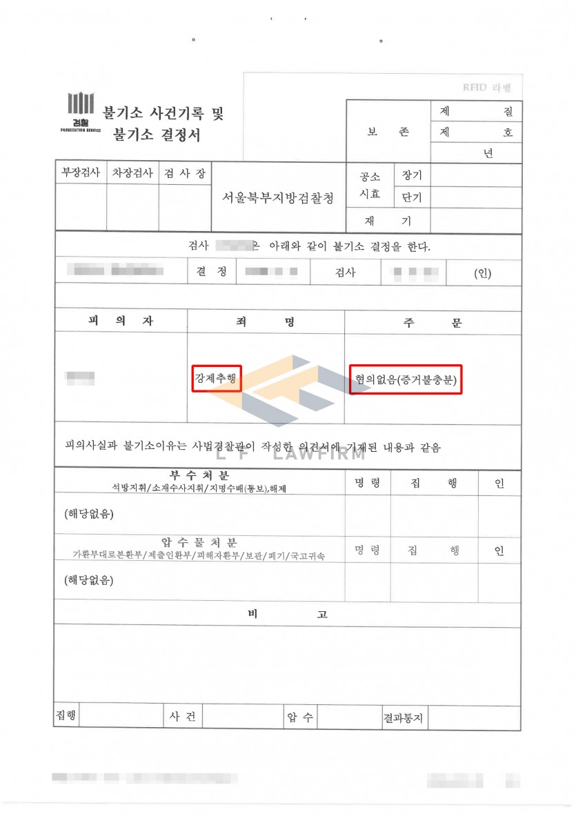 자취방 내에서 피해자의 가슴과 배를 만져 추행하였다는 강제추행죄 사건에서 혐의없음 처분 사례 변호사 사진