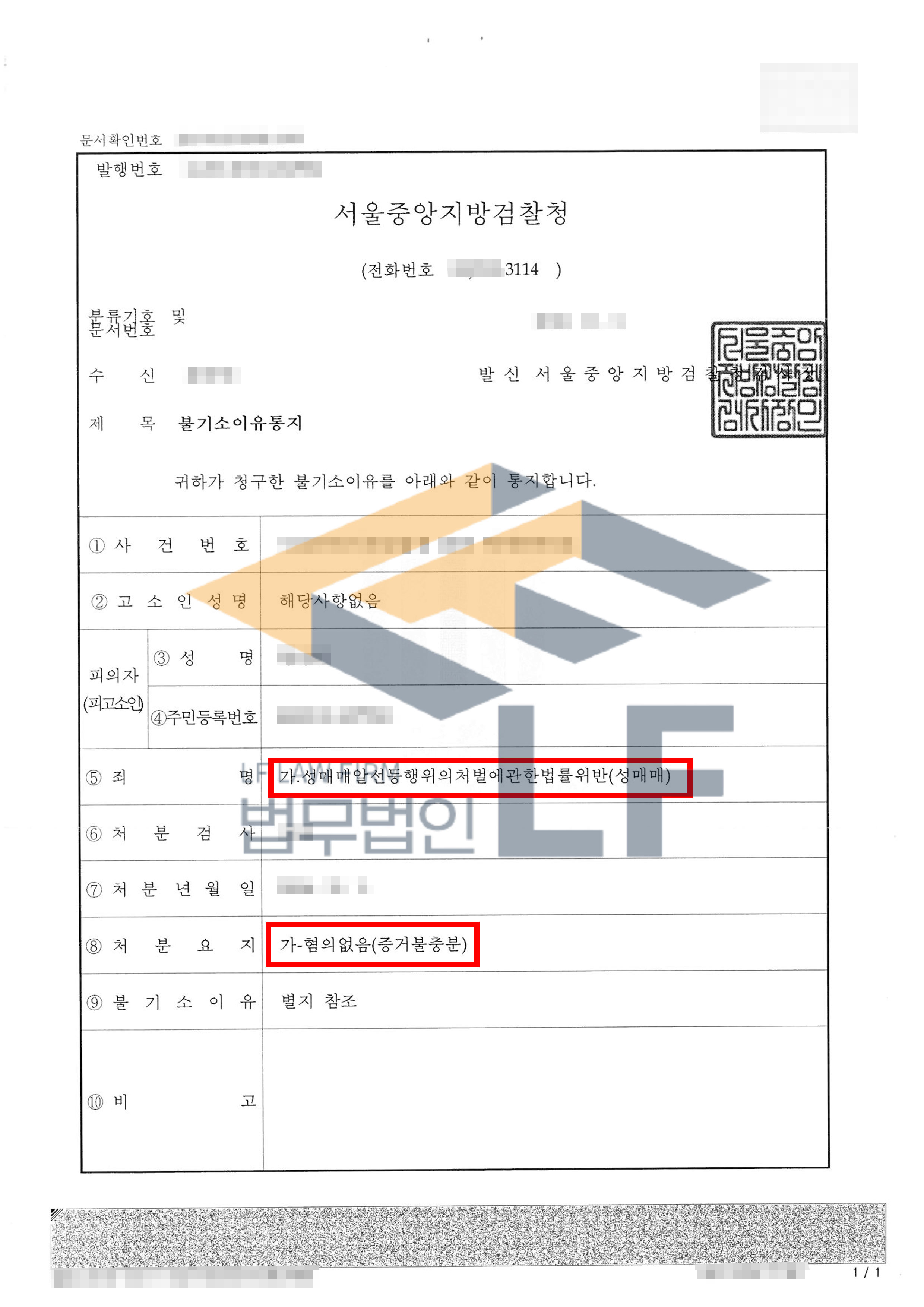 채팅 어플을 통해 성매매 여성에게 접근하고 대금을 지불하여 성매매를 한 사건에서 혐의없음 처분 변호사 사진