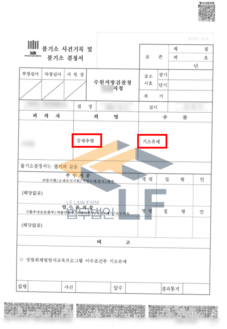 후배의 엉덩이를 만진 강제추행 교육이수조건부 기소유예 처분 사례 변호사 사진