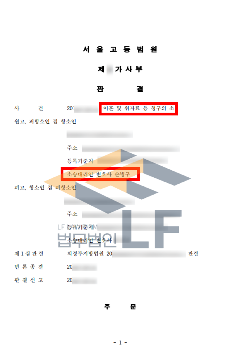 남편의 지속적인 폭행,폭언 및 부정행위에 대한 이혼소송 밒 위자료, 재산분할 청구 사례 변호사 사진