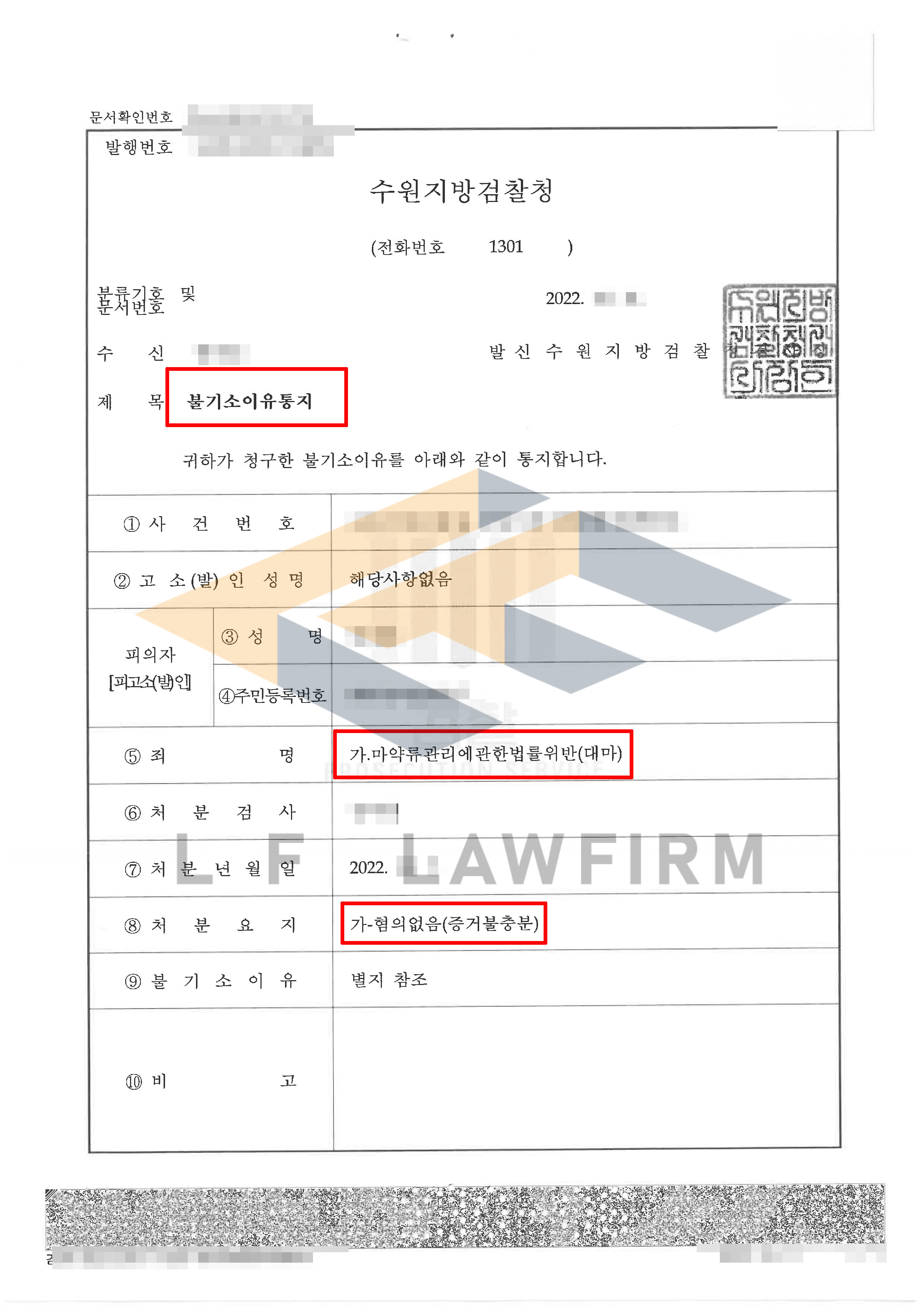 클럽에서 불상의 남자로부터 대마를 수수하여 흡연하였다는 마약류관리법위반 사건에서 무혐의 처분 사례 변호사 사진